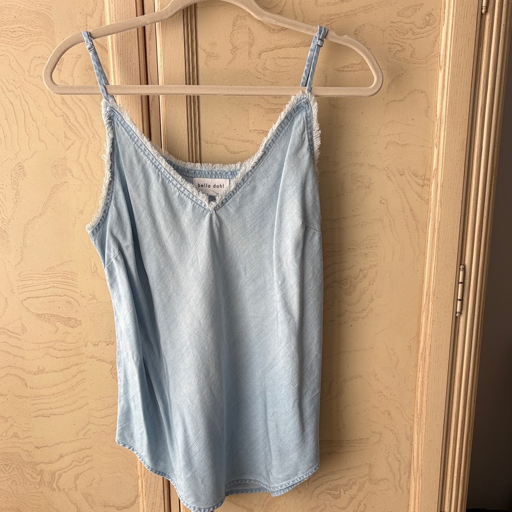 Bella Dahl Light Blue Frayed Top